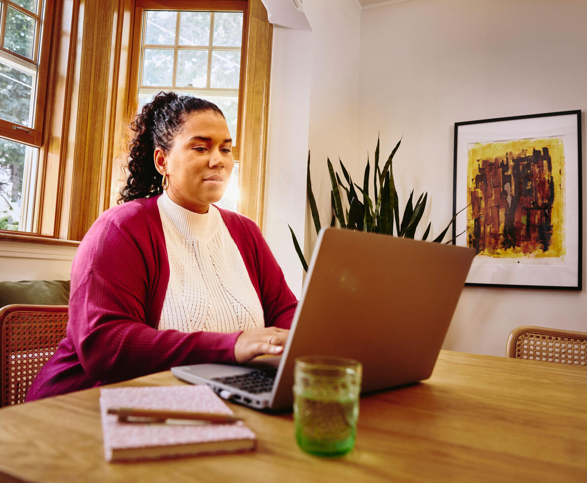 A woman working